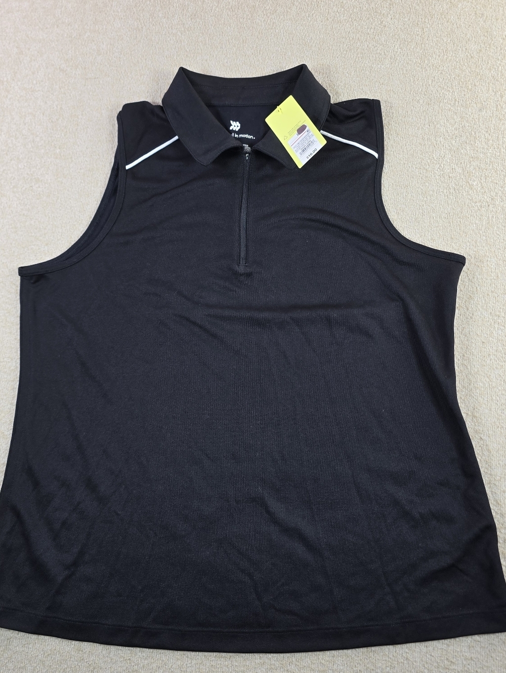 All In Motion Women’s Large Black Sleeveless Golf Tennis Collared Tank Top NWT